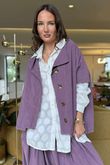 Made in Italy Cooper Needlecord Cap Sleeve Jacket Dewberry